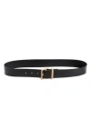 Allsaints Leather Belt In Black/warm Brass