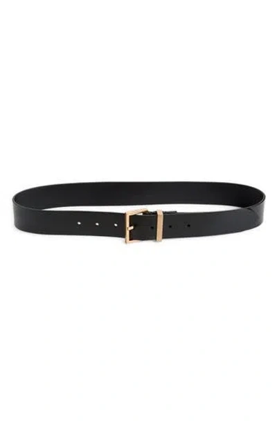 Allsaints Leather Belt In Black/warm Brass