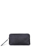 Allsaints Leather Zip Belt Bag In Black/antique Nickel