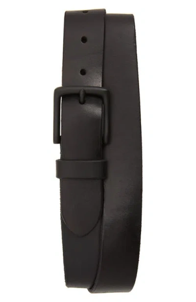 Allsaints Leather Belt In Black/matte Black