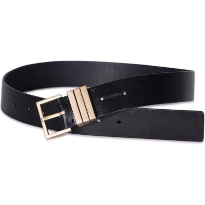 Allsaints Leather Belt In Black/warm Brass