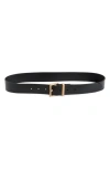 Allsaints Leather Belt In Black/warm Brass