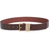 Allsaints Leather Belt In Claret/warm Brass