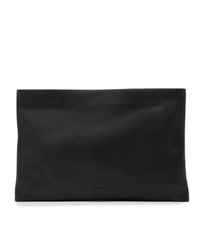 Allsaints Leather Bettina Large Leather Clutch Bag In Black