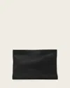 Allsaints Leather Bettina Large Leather Clutch Bag In Black
