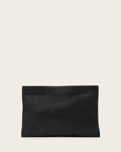 Allsaints Leather Bettina Leather Clutch Bag In Black