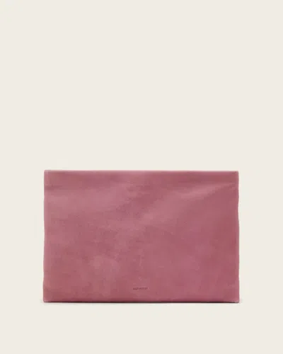 Allsaints Leather Bettina Leather Clutch Bag In Pink