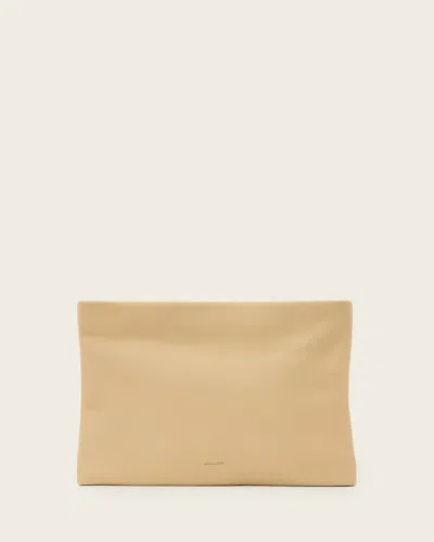 Allsaints Leather Bettina Leather Clutch Bag In Yellow