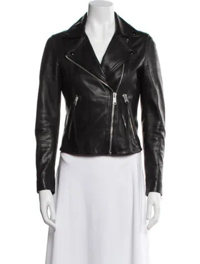 Pre-owned Allsaints Leather Biker Jacket In Black