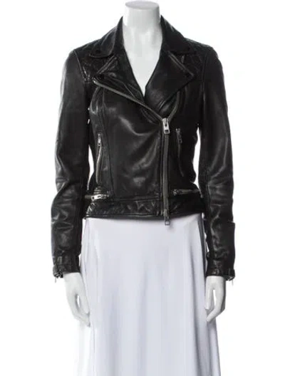 Pre-owned Allsaints Leather Biker Jacket In Black