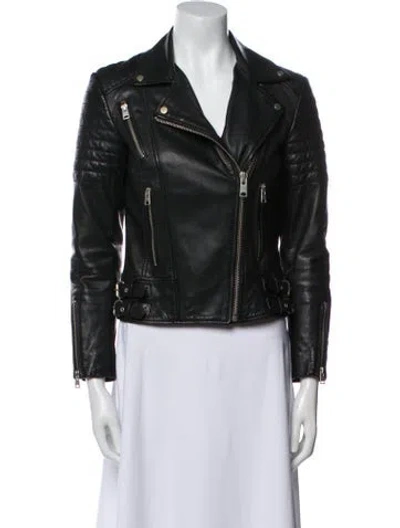Pre-owned Allsaints Leather Biker Jacket In Black
