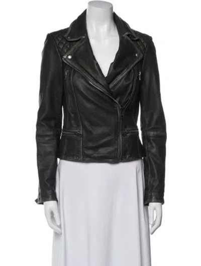 Pre-owned Allsaints Leather Biker Jacket In Black