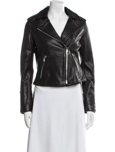 Pre-owned Allsaints Leather Biker Jacket In Black