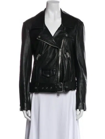 Pre-owned Allsaints Leather Biker Jacket In Black