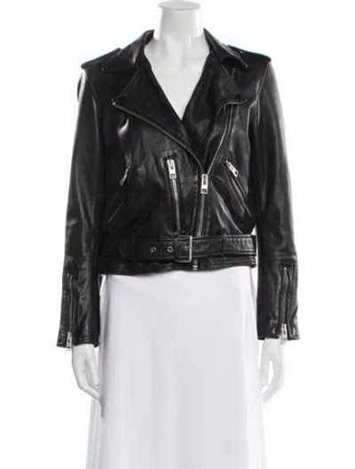 Pre-owned Allsaints Leather Biker Jacket In Black