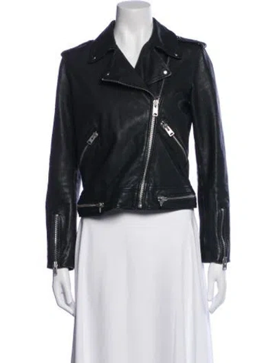 Pre-owned Allsaints Leather Biker Jacket In Black
