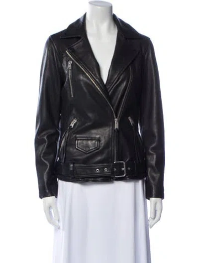 Pre-owned Allsaints Leather Biker Jacket In Black