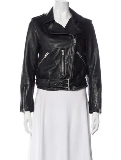 Pre-owned Allsaints Leather Biker Jacket In Black