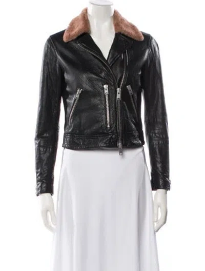 Pre-owned Allsaints Leather Biker Jacket In Black