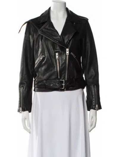 Pre-owned Allsaints Leather Biker Jacket In Black