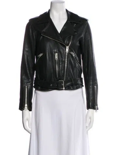 Pre-owned Allsaints Leather Biker Jacket In Black
