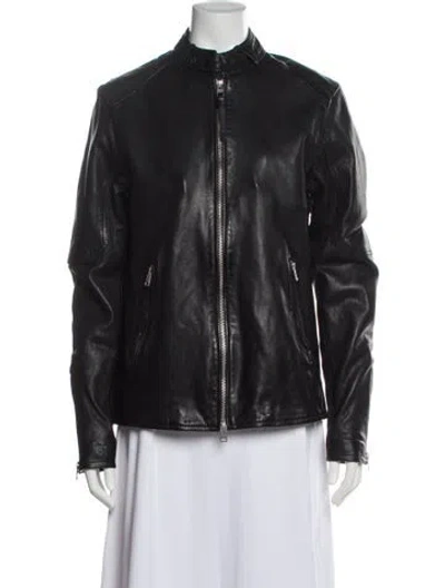 Pre-owned Allsaints Leather Biker Jacket In Black