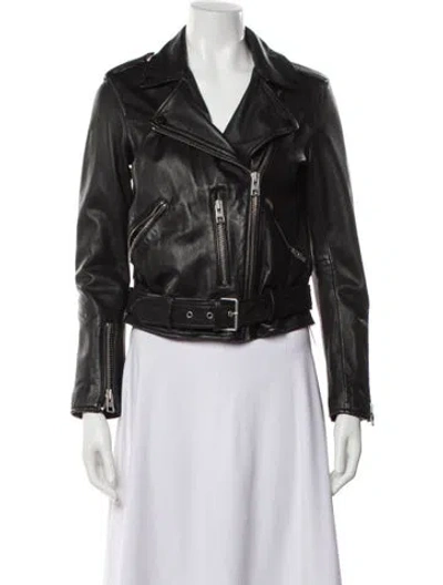 Pre-owned Allsaints Leather Biker Jacket In Black