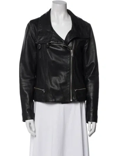 Pre-owned Allsaints Leather Biker Jacket In Black
