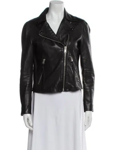 Pre-owned Allsaints Leather Biker Jacket In Black