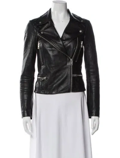 Pre-owned Allsaints Leather Biker Jacket In Black