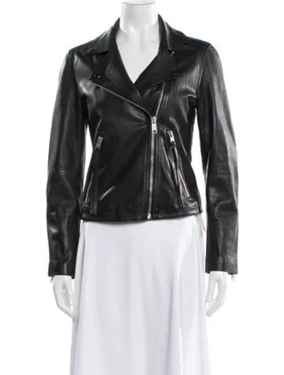 Pre-owned Allsaints Leather Biker Jacket In Black