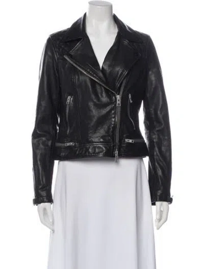 Pre-owned Allsaints Leather Biker Jacket In Black