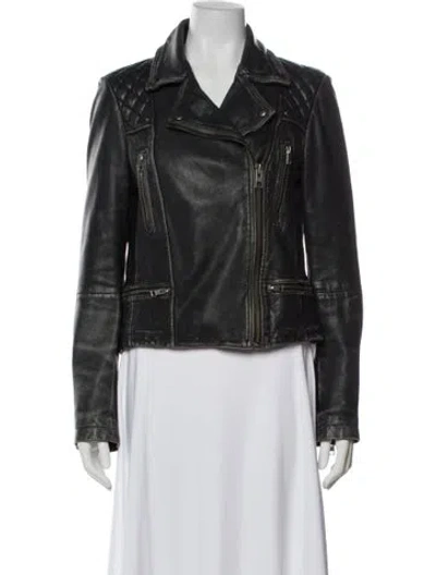 Pre-owned Allsaints Leather Biker Jacket In Black