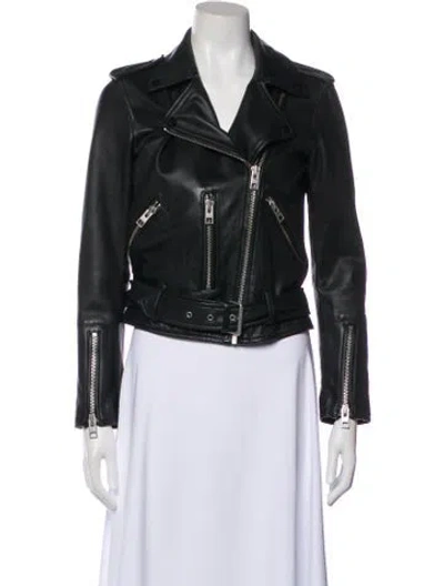 Pre-owned Allsaints Leather Biker Jacket In Black