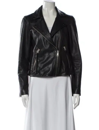 Pre-owned Allsaints Leather Biker Jacket In Black