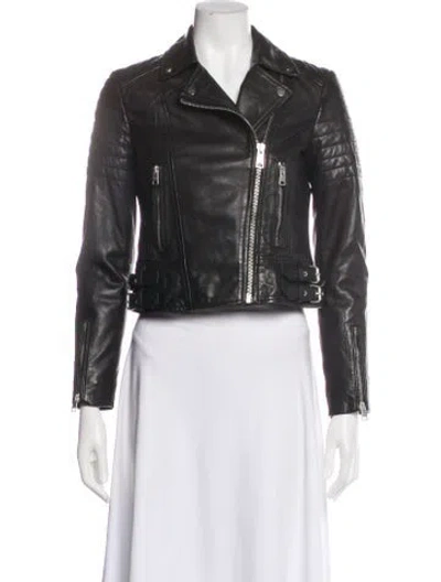 Pre-owned Allsaints Leather Biker Jacket In Black