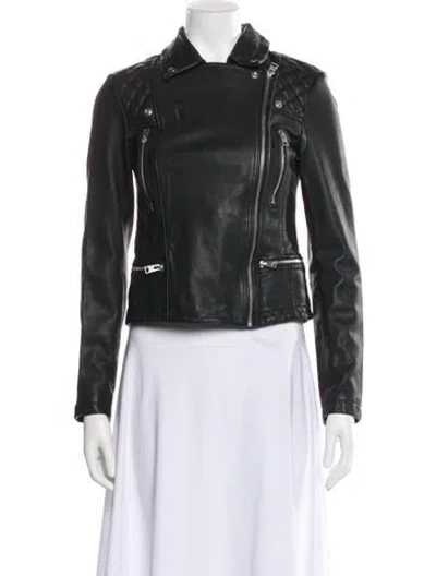 Pre-owned Allsaints Leather Biker Jacket In Black