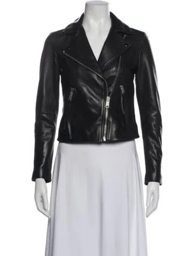 Pre-owned Allsaints Leather Biker Jacket In Black