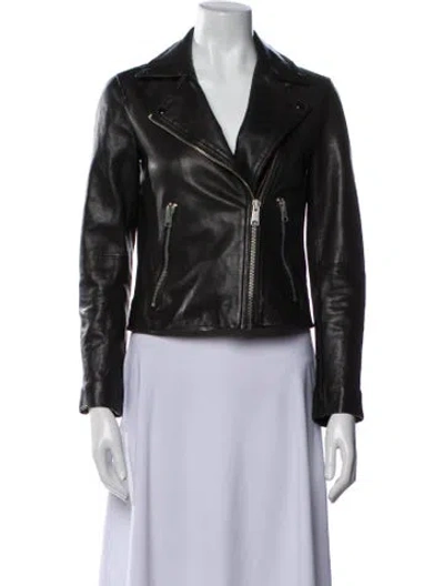 Pre-owned Allsaints Leather Biker Jacket In Black