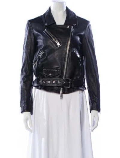 Pre-owned Allsaints Leather Biker Jacket In Black