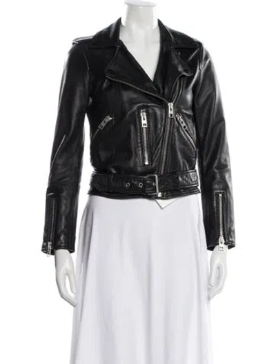 Pre-owned Allsaints Leather Biker Jacket In Black