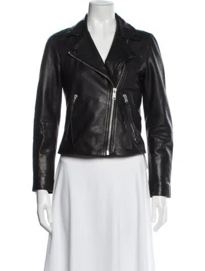 Pre-owned Allsaints Leather Biker Jacket In Black