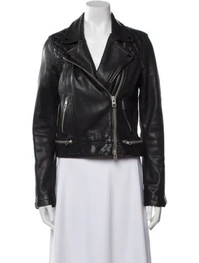 Pre-owned Allsaints Leather Biker Jacket In Black