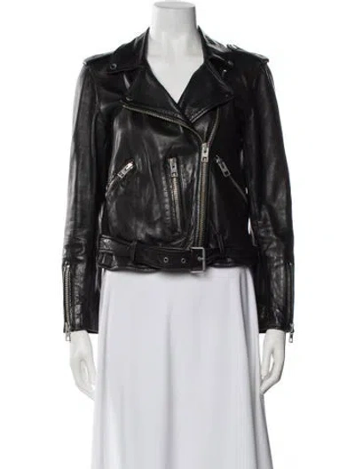 Pre-owned Allsaints Leather Biker Jacket In Black