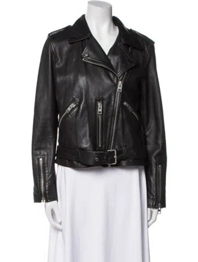 Pre-owned Allsaints Leather Biker Jacket In Black