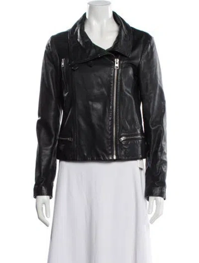 Pre-owned Allsaints Leather Biker Jacket In Black