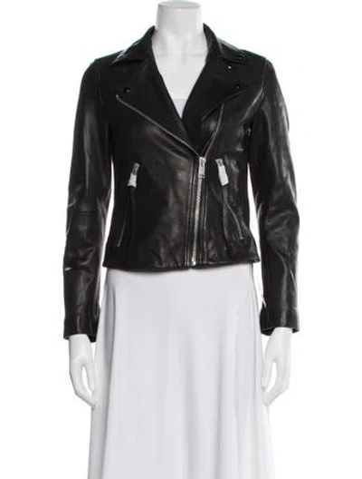 Pre-owned Allsaints Leather Biker Jacket In Black