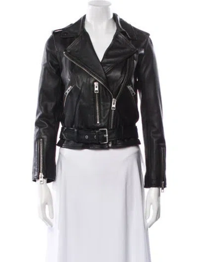 Pre-owned Allsaints Leather Biker Jacket In Black