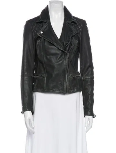 Pre-owned Allsaints Leather Biker Jacket In Black
