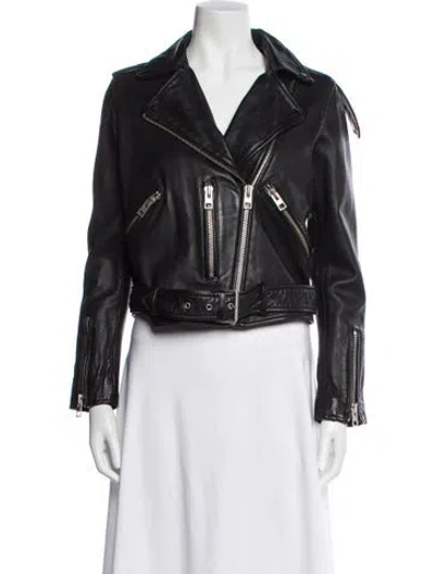 Pre-owned Allsaints Leather Biker Jacket In Black